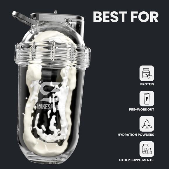 NWT SHAKESPHERE Leak-Proof Protein Shaker Bottle Matte Black  24oz - Picture 7 of 7